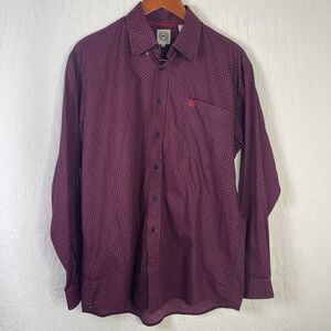 Cinch Modern Fit Shirt Mens Medium Red Print Long Sleeve Button Up Western Q